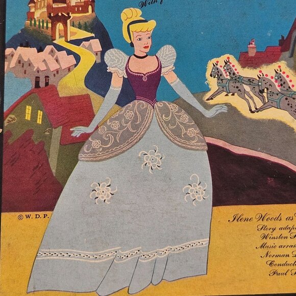 Walt Disneys Cinderella Vinyl Record Set RCA Victor Storybook With Album - Picture 5 of 12